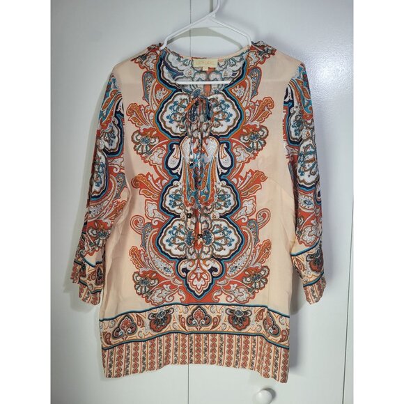 Lucy & Laurel Tops - Lucy & Laurel Tunic Blouse Women's SZ L Boho Multicolored Paisley 3/4 Sleeve